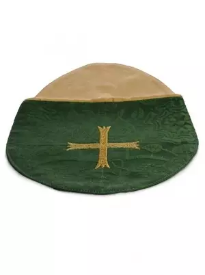 Collection Bag, Green with Gold Cross