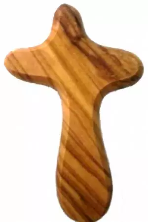 Hand Carved Olive Wood Holding Cross.