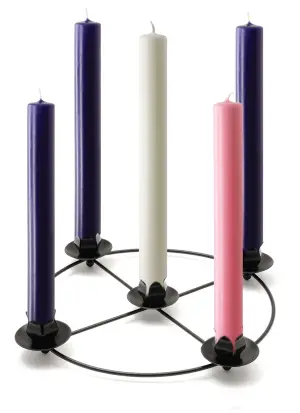 12" x 1" Advent Candles with 10" Frame - Purple, Pink & White