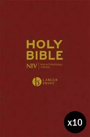 NIV Larger Print Burgundy Bible - Pack of 10
