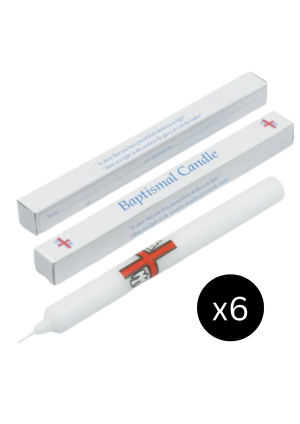Baptismal Candles 9" x 7/8" (Boxed) - Pack of 6
