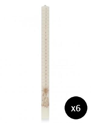 Advent Candle Ivory Printed with Gold (Pack of 6)