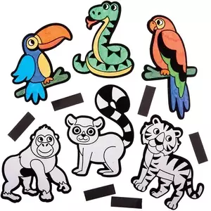 Rainforest Animal Fuzzy Art Magnets - Pack of 30