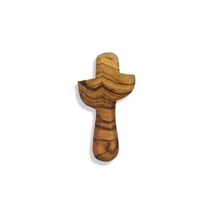 Olivewood Holding Cross, Pocket Sized