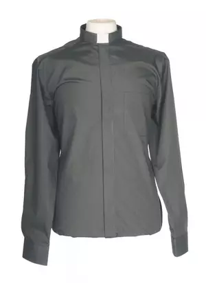 Mid Grey Clerical Shirt Long Sleeve - 16.5" Collar