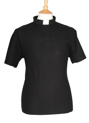 Black Polo Shirt with Priest's Collar - Size: Extra Extra Large (XXL)