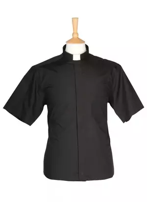 Black Clerical Shirt Short Sleeve - 16.5" Collar