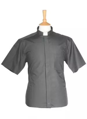 Mid Grey Clerical Shirt Short Sleeve - 16.5" Collar