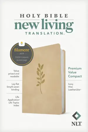 NLT Premium Value Compact Bible, Filament Enabled (LeatherLike, Ivory Vine)