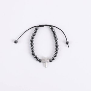 Adjustable Hematite Cross Bracelet