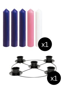 15" x 2" Advent Candles with 14" Frame - Purple, Pink & White