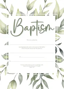 Baptism Certificate - Branches - Adult