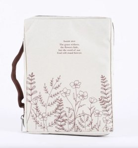 Isaiah 40:8 Wildflowers Canvas Bible Cover - Large