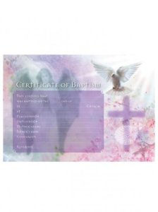 Baptismal Certificates, Cross & Dove Design With Envelopes, Pack of 25