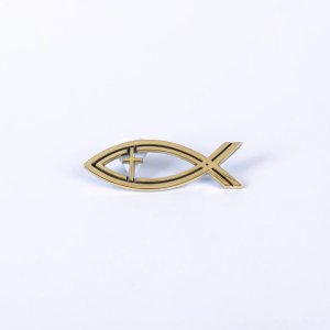 Gold Fish Cross Car Emblem - Pack of 6