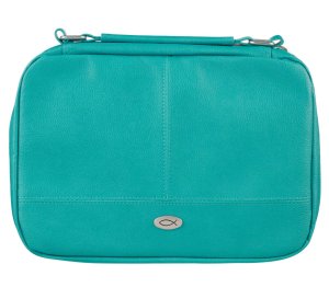 Two-Fold Turquoise Faux Leather Organiser Bible Cover - Medium
