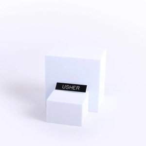 Badge Engraved Usher Black Pin