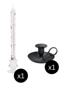 29.5cm Advent Candle: Winter Wildlife & Black Classic Candle Holder H 5 cm