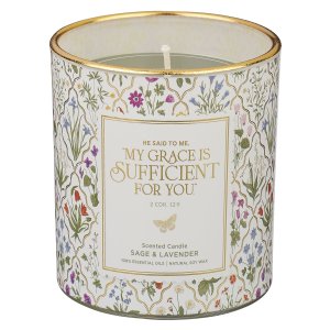 Glass Candle My Grace Is Sufficient 2 Cor. 12:9
