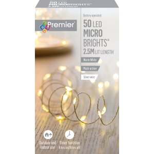 50 Multi-Action Battery Operated MicroBrights with Timer in Warm White