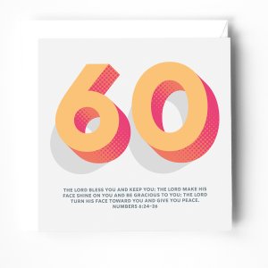 60th birthday card with bible verse. The Lord bless you and keep you. Numbers 6
