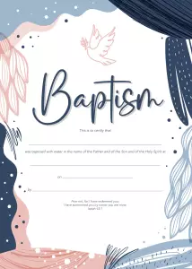 Baptism Certificate - Dove (Adult) - 10 pack