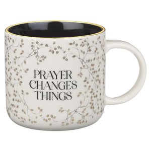 Mug White and Black Prayer Changes Things