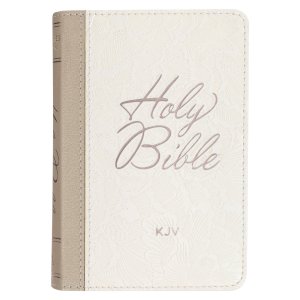 Pearlized White and Taupe Faux Leather King James Version Pocket Bible