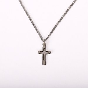 16-18" Sterling Silver Cross Cut Out Necklace