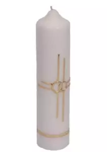 10 1/2" x 2" Wedding Candle With Double Cross Gold Relief (5552)