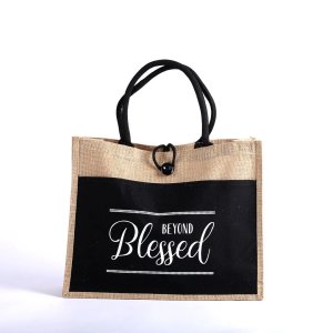 Beyond Blessed Jute Tote Bag