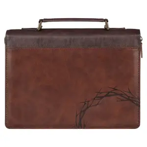 Crown of Thorns Brown Faux Leather Classic Bible Cover - Isaiah 53:3