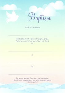 Baptism Certificate - Dove over Waves