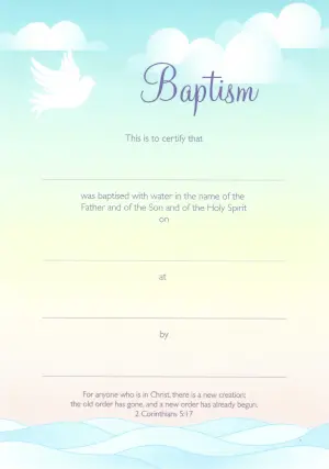 Baptism Certificate - Dove over Waves