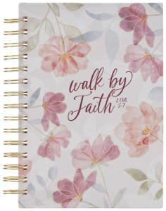 Journal-Walk By Faith (2 Corinthians 5:7)-Pink Cosmos Spiral Wirebound