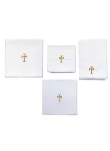 NEW Set of 4 Linen with Gold Cross