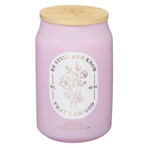 Glass Candle w/Bamboo Lid Be Still and Know Ps. 46:10