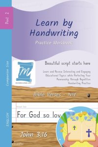 Handwriting Practice Workbook - Bible Verses - John 3:16 - NIV - Print, Level 2: Learn by Handwriting . Adults and Children - Companion Size - BVJP2PE