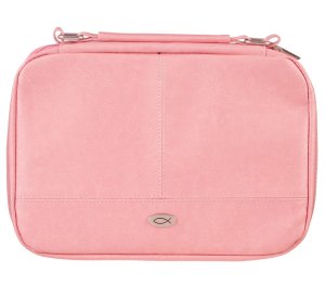 Two-fold Pink Faux Leather Organiser Bible Cover