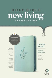 NLT Large Print Thinline Reference Zipper Bible, Filament Enabled (LeatherLike, Baby Blue Blossoms, Red Letter)