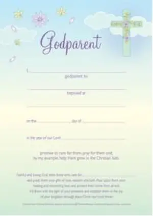 Cross Godparent Certificate - pack of 10
