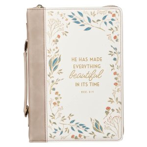 Large Everything Beautiful Cream/Taupe Fashion Bible Cover -  Ecc. 3:11, XL