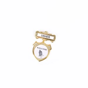 Badge Shield Usher Ethnic Praying Hands Pin