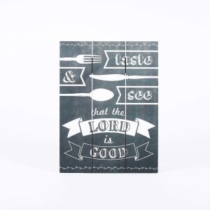 Taste & See Chalk Print Wood Slat Wall Decor