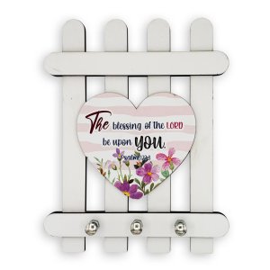 Wooden Key Holder – "The blessing of the Lord be upon you" (Psalm 129:8)