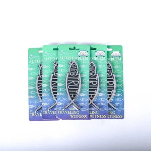 Silver Truth Fish Eats Darwin Car Emblem - Pack of 6