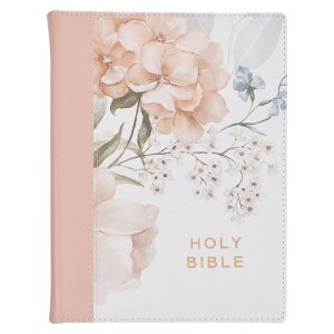 Rosy Coral Floral Faux Leather Hardcover King James Version Note-taking Bible