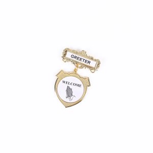 Badge Shield Greeter Ethnic Praying Hands Pin