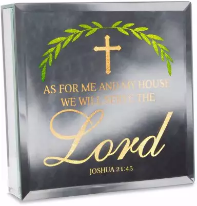 Lit Mirrored Plaque-Serve The Lord (6 x 6)