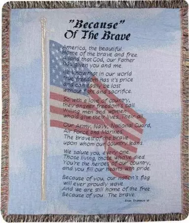 Throw-Because Of The Brave-Tapestry (50" x 60")
